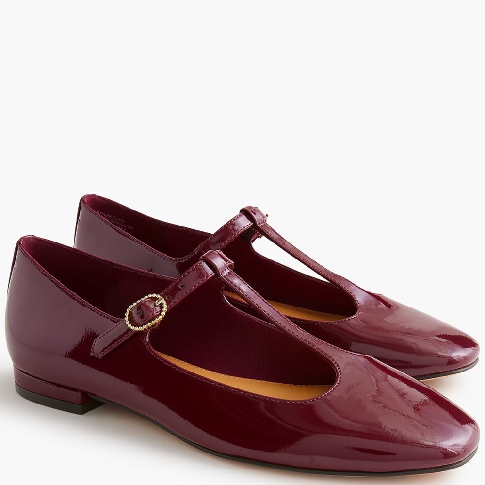 T-Strap burgundy flats Size 8
